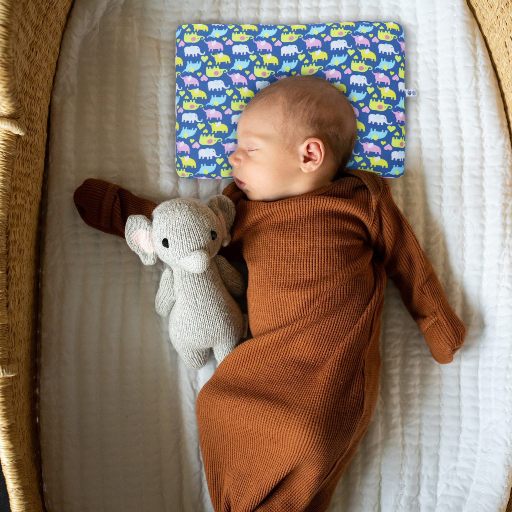 Dancing Elephants Love New Born Pillow | Baby Pillow | Head Shaping Pillow