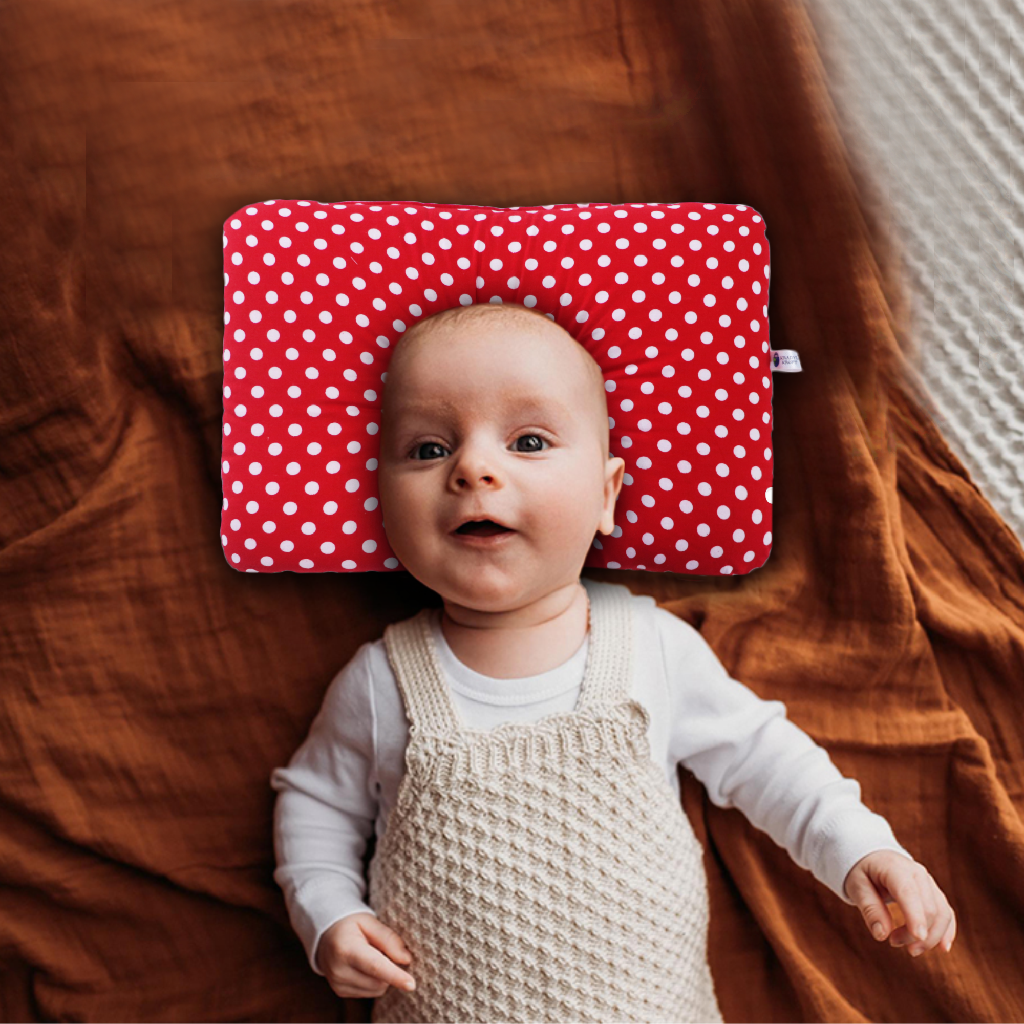 Red Polka New Born Pillow | Baby Pillow | Head Shaping Pillow