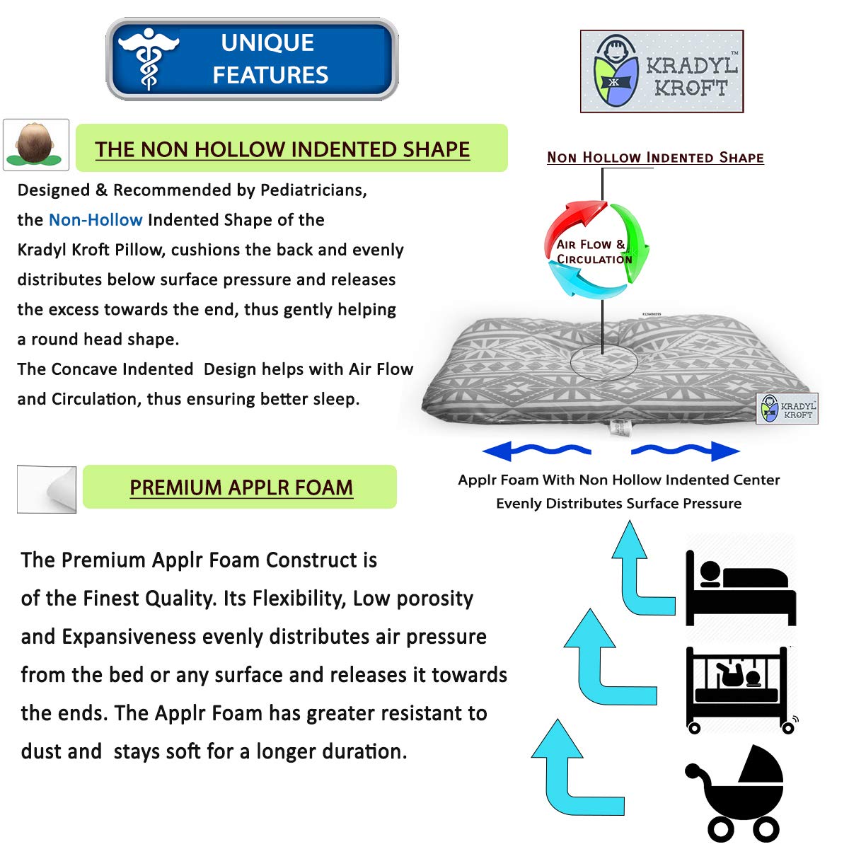 Floral Garden New Born Pillow | Baby Pillow | Head Shaping Pillow