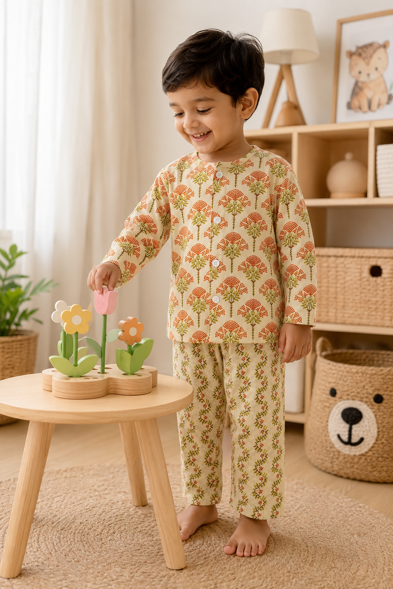 Orange Motif - Baby 100% Cotton Coord Set