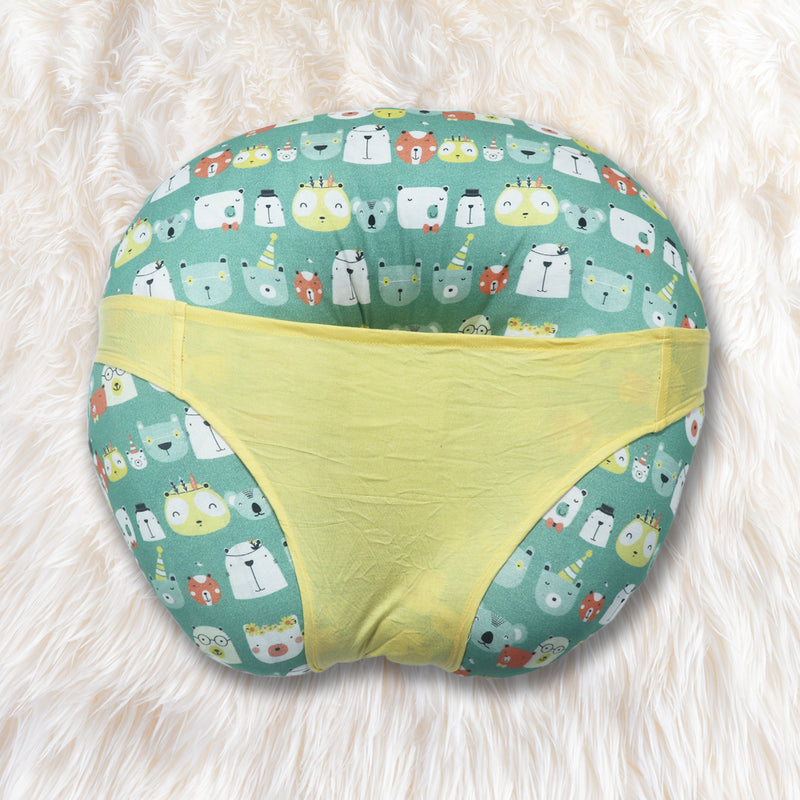 KRADYL KROFT 5in1 Baby Feeding Pillow with 100% Cotton Detachable Cover Belt and Baby Hoop - Green Panda…