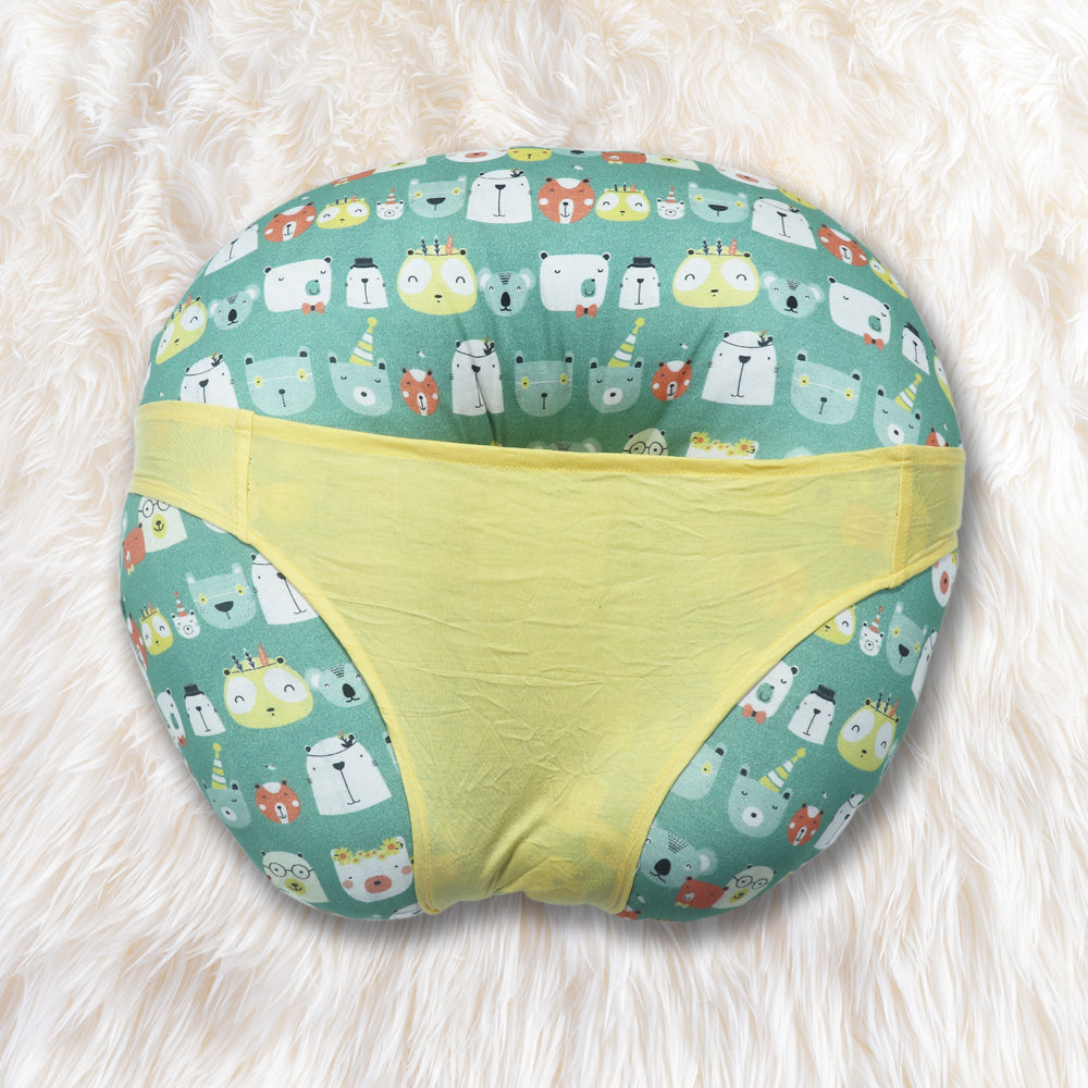 KRADYL KROFT 5in1 Baby Feeding Pillow with 100% Cotton Detachable Cover Belt and Baby Hoop - Green Panda…