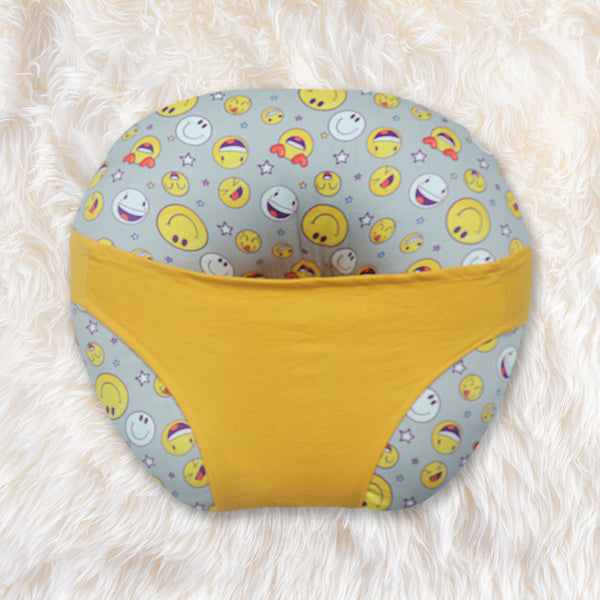 KRADYL KROFT 5in1 Baby Feeding Pillow with 100% Cotton Detachable Cover Belt and Baby Hoop - Smilie