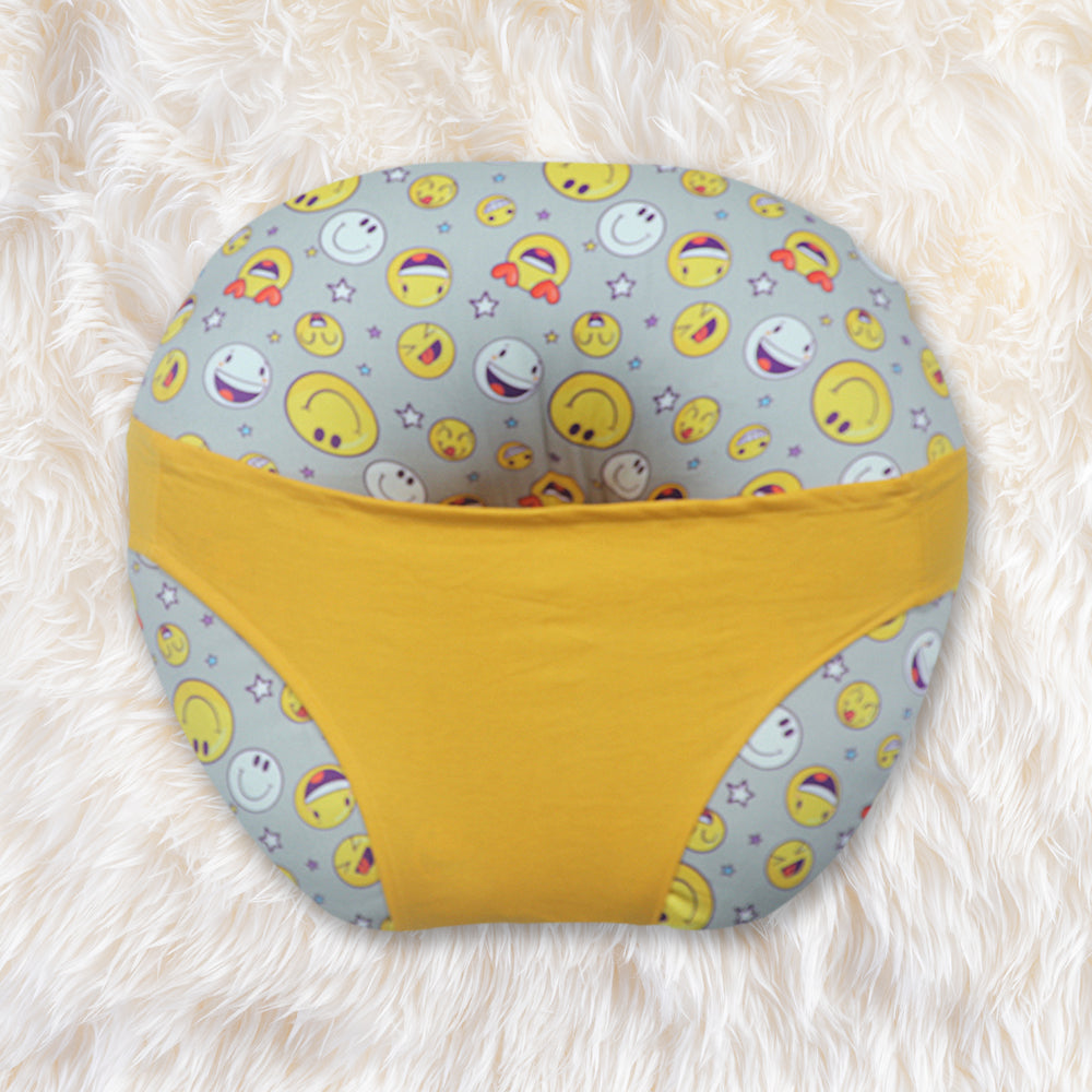 KRADYL KROFT 5in1 Baby Feeding Pillow with 100% Cotton Detachable Cover Belt and Baby Hoop - Smilie