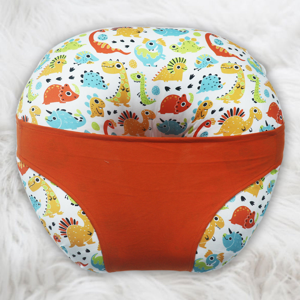 KRADYL KROFT 5in1 Baby Feeding Pillow with 100% Cotton Detachable Cover Belt and Baby Hoop - Cute Dinos