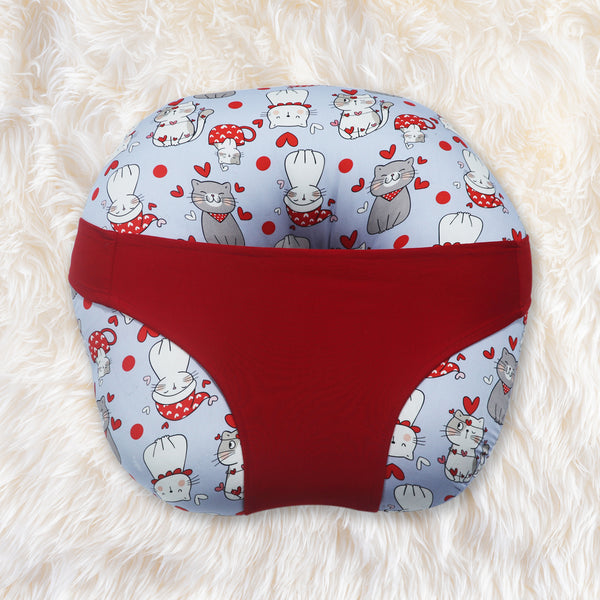 KRADYL KROFT 5in1 Baby Feeding Pillow with 100% Cotton Detachable Cover Belt and Baby Hoop - Happy Cats