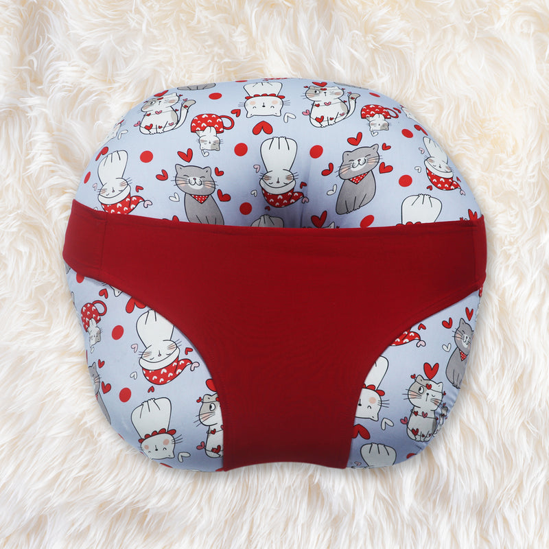 KRADYL KROFT 5in1 Baby Feeding Pillow with 100% Cotton Detachable Cover Belt and Baby Hoop - Happy Cats