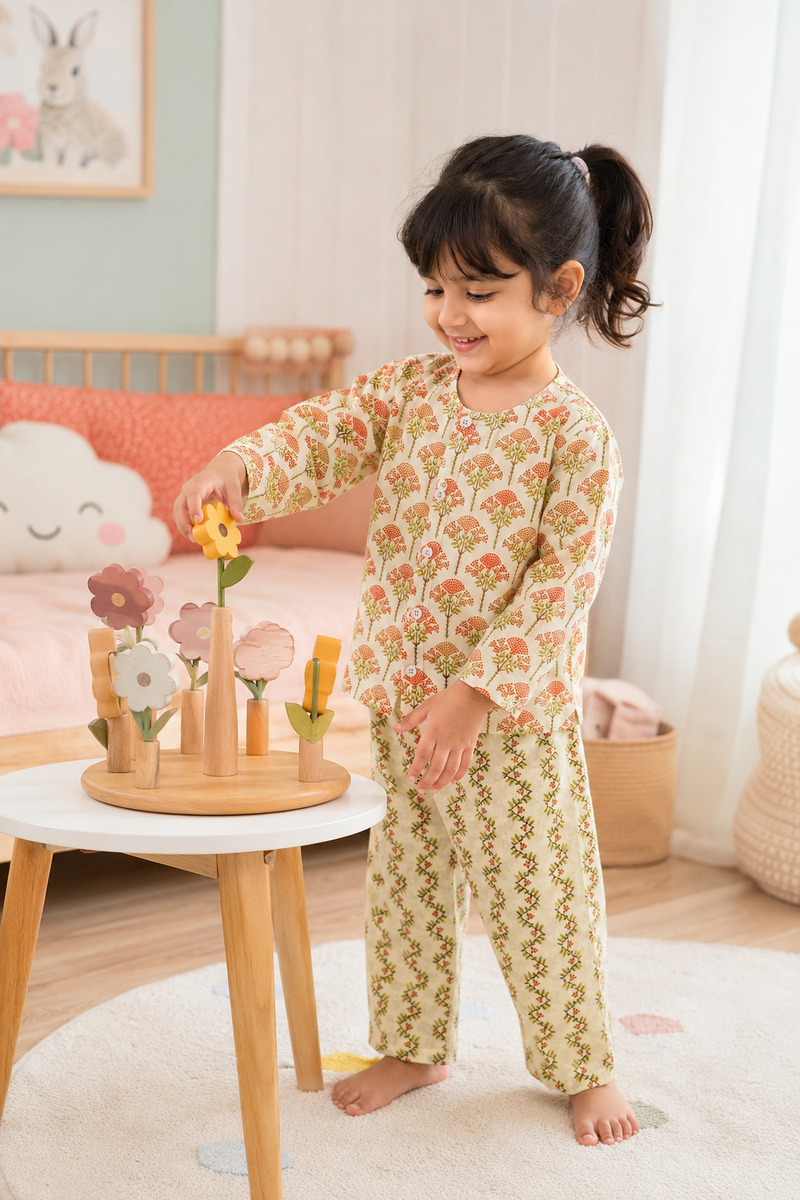 Orange Motif - Baby 100% Cotton Coord Set