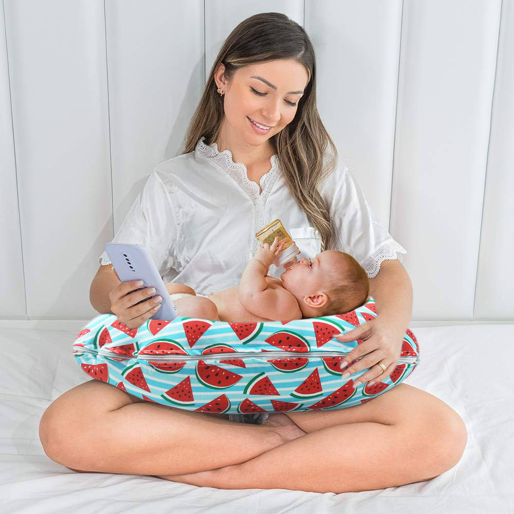 KRADYL KROFT 5in1 Baby Feeding Pillow with 100% Cotton Detachable Cover Belt and Baby Hoop - One in a Melon…
