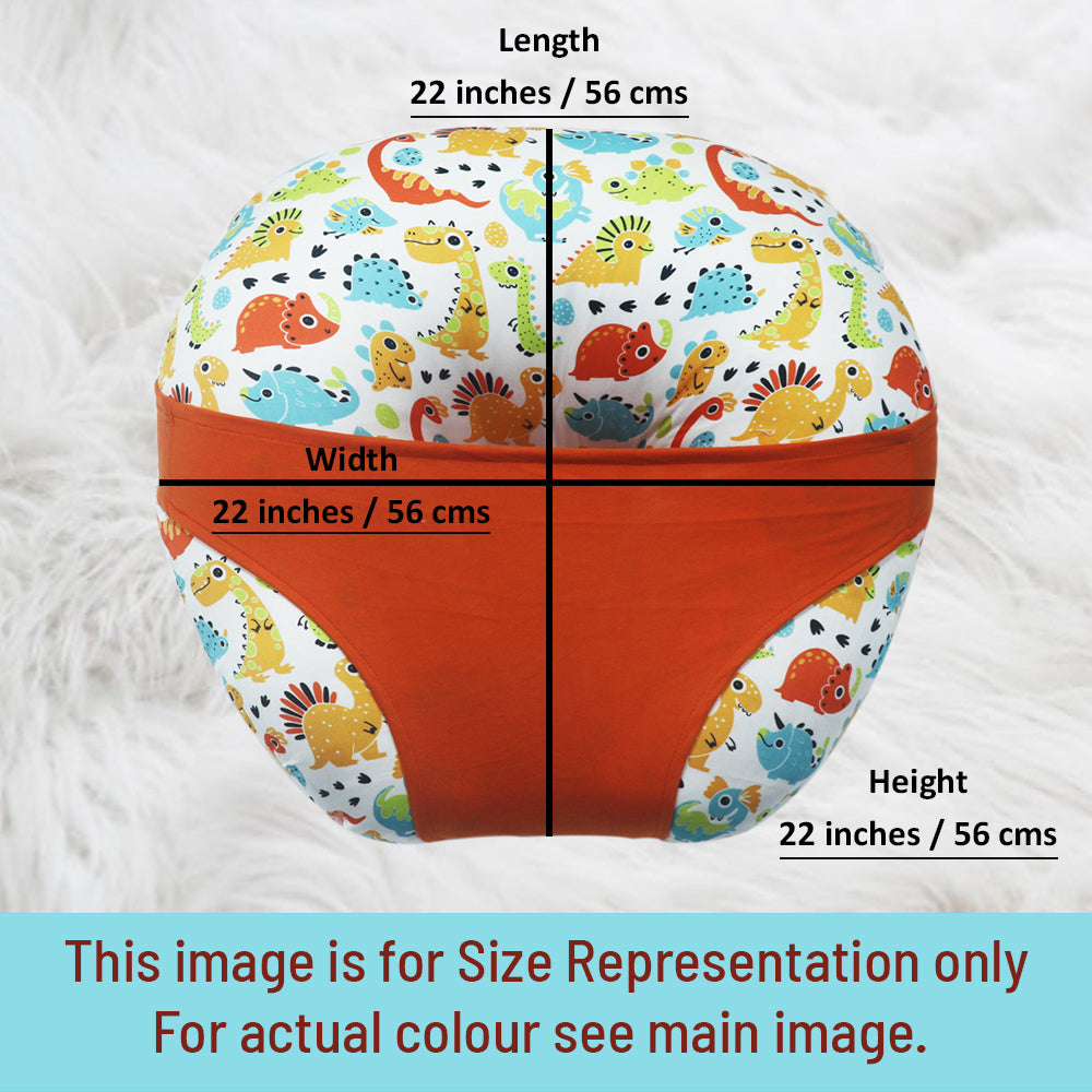 KRADYL KROFT 5in1 Baby Feeding Pillow with 100% Cotton Detachable Cover Belt and Baby Hoop - Cute Dinos