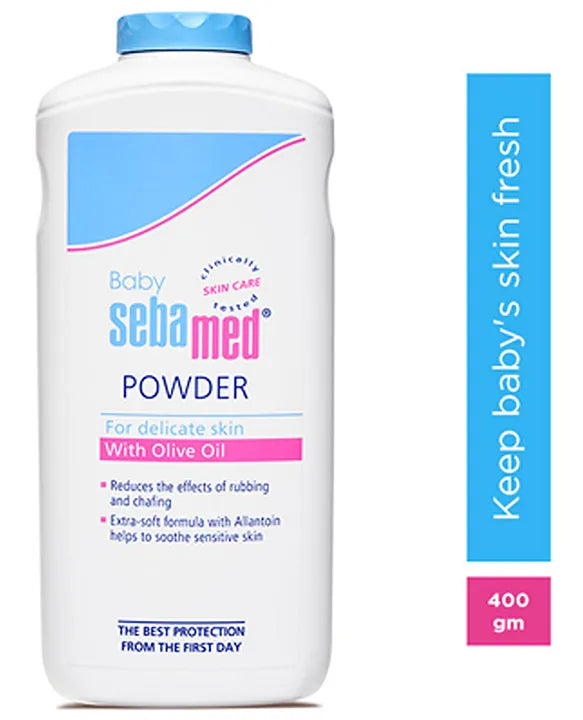 Sebamed Baby  Powder| Olive Oil, Allantoin|Keeps newborn's skin fresh|absorbs sweat| 400 gm