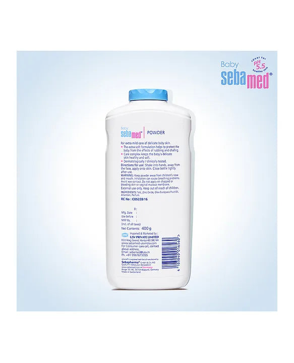 Sebamed Baby  Powder| Olive Oil, Allantoin|Keeps newborn's skin fresh|absorbs sweat| 400 gm
