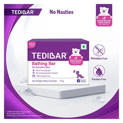 Torrent Pharma Tedibar Moisturising Baby Bathing Bar 75g (Pack of 1) with Skin Friendly ph 100 Percent Soap FreePrevents Dryness & RashesDermatologically Tested - By
