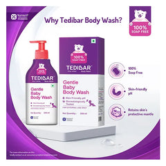 Torrent Pharma Tedibar Rich Moisturising Baby Body Wash 250ml with Skin Friendly PH  100 Percent Soap & Alkali Free  Prevents Dryness & Rahses  Dermatologically Tested  - By