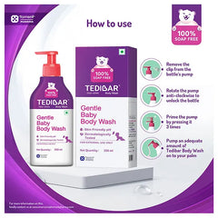 Torrent Pharma Tedibar Rich Moisturising Baby Body Wash 250ml with Skin Friendly PH  100 Percent Soap & Alkali Free  Prevents Dryness & Rahses  Dermatologically Tested  - By