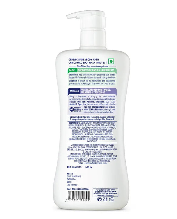 Chicco Baby Moments Mild Body Wash Protect  - 500 ml