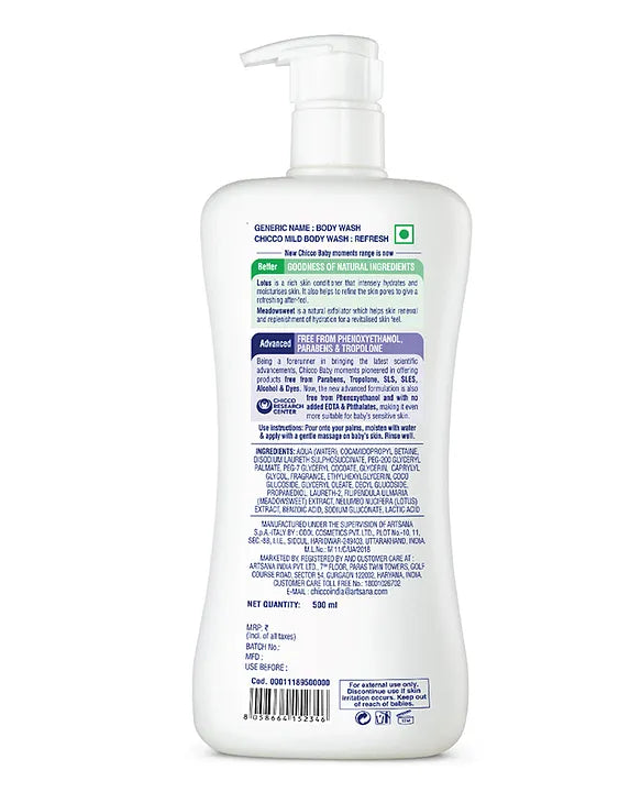 Chicco Baby Moments Mild Body Wash Refresh  - 500 ml