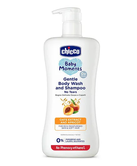 Chicco Baby Moments Gentle Body Wash And Shampoo - 500 ml (Pack of 2)