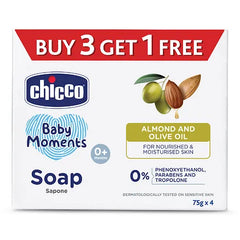 Chicco Baby Moments Almond and Olive Oil Soap - 75 gm Each (Pack of 8)