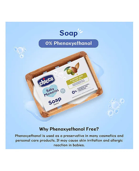 Chicco Baby Moments Almond and Olive Oil Soap - 75 gm Each (Pack of 4)