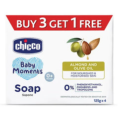 Chicco Baby Moments Almonds and Olive Oil Soap - 125 gm Each (Pack of 8)
