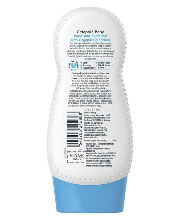 Cetaphil Baby Gentle Wash & Shampoo with Organic Calendula - 230 ml