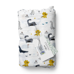 Muslin Swaddle for Infants 100 X 120 Cms - Blue Dino