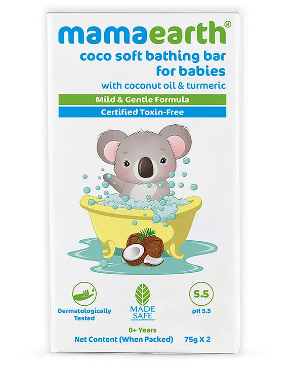 Mamaearth Baby Mamaearth Coco Soft Bathing Bar pH 5.5 With Coconut Oil & Turmeric Pack of 2 - 150 gm