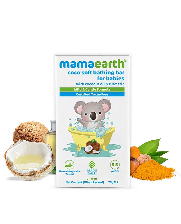 Mamaearth Baby Mamaearth Coco Soft Bathing Bar pH 5.5 With Coconut Oil & Turmeric Pack of 2 - 150 gm
