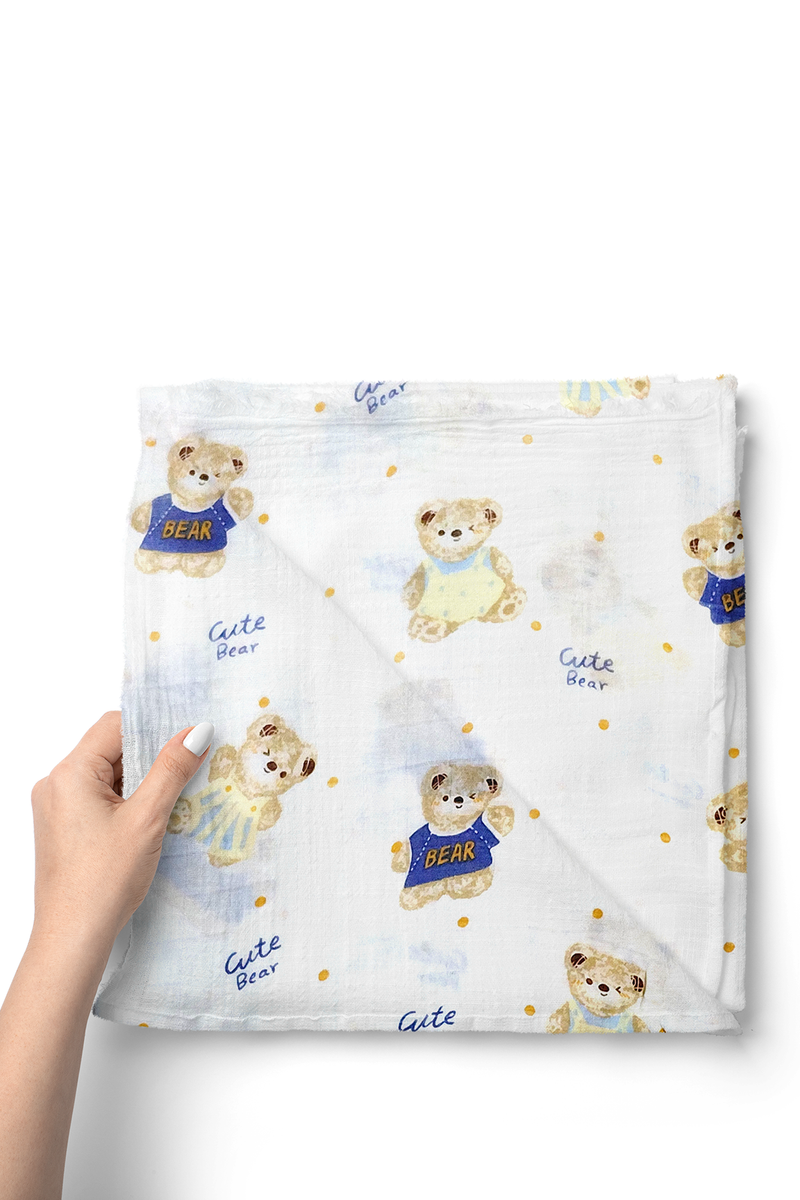 Muslin Swaddle for Infants 100 X 120 Cms - Bear Hug