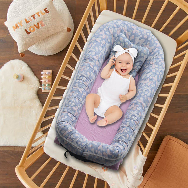 Baby Nest with Removable Covers - Grey Butterfly