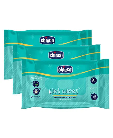 Chicco Soft & Moisturizing Wet Wipes - 72 Wipes (Pack of 6)