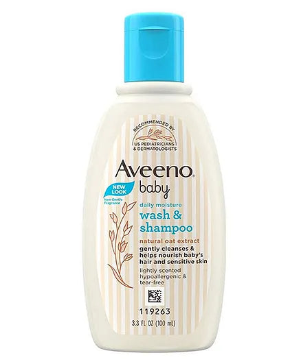 Aveeno baby daily moisture Wash & Shampoo 100 ml & Moisture Lotion & Moisture Hydrating Facial Gel (Cream) 60g
