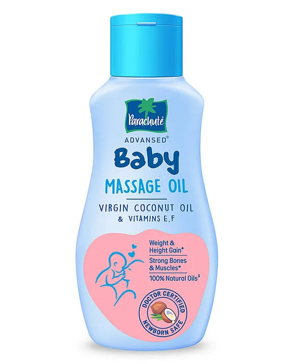 Parachute Advansed Baby Massage Oil for New Born 100% Virgin Coconut Oil  Clinically Proven for Better Growth Vitamin E & F- 200 ml