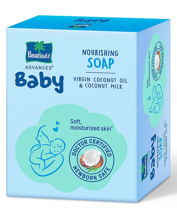 Parachute Advansed Baby Soap for Newborn Babies  Doctor Certified  Ph 5.5  Virgin Coconut Oil & Coconut Milk  Prevents Dryness - 75g x 3