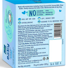 Parachute Advansed Baby Soap for Newborn Babies  Doctor Certified  Ph 5.5  Virgin Coconut Oil & Coconut Milk  Prevents Dryness - 75g x 3