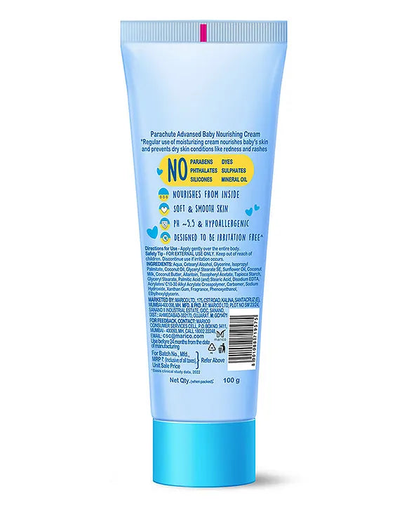 Parachute Advansed Baby Face Cream  Doctor Certified  Virgin Coconut Oil & Coconut Milk  Ph 5.5  24 Hour Moisturization-  100g