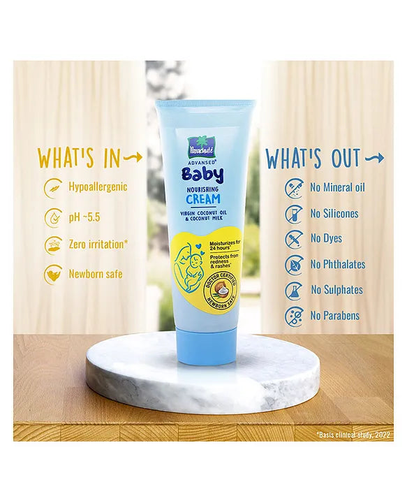 Parachute Advansed Baby Face Cream  Doctor Certified  Virgin Coconut Oil & Coconut Milk  Ph 5.5  24 Hour Moisturization-  100g
