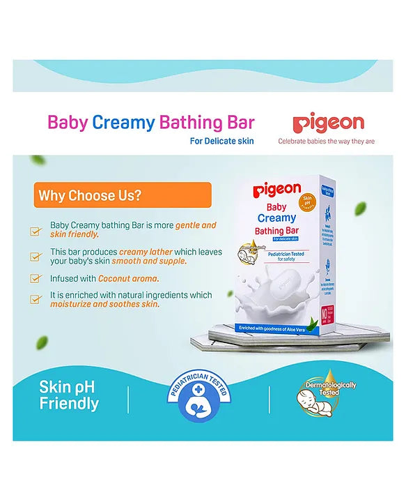 Pigeon Creamy Bathing Bar for Sensitive Skin Pack of 2 - 75 g Total