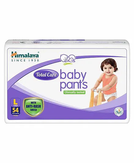 Himalaya Herbal Total Care Baby Pants Style Diapers Large - 54 Pieces & Baby Wipes - 72 Pieces