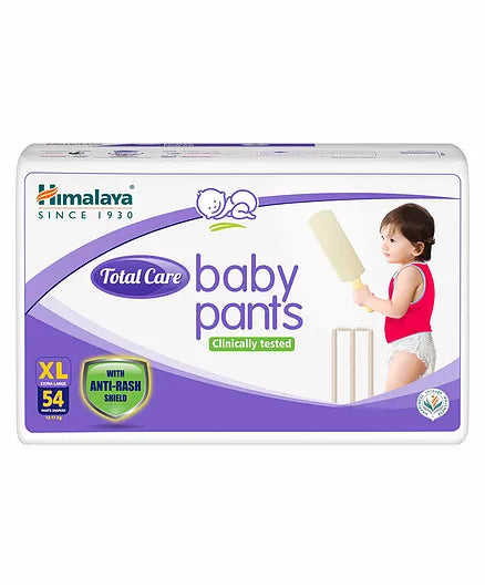 Himalaya Herbal Total Care Baby Pants Style Diapers Extra Large - 54 Pieces &  Baby Wipes - 72 Pieces