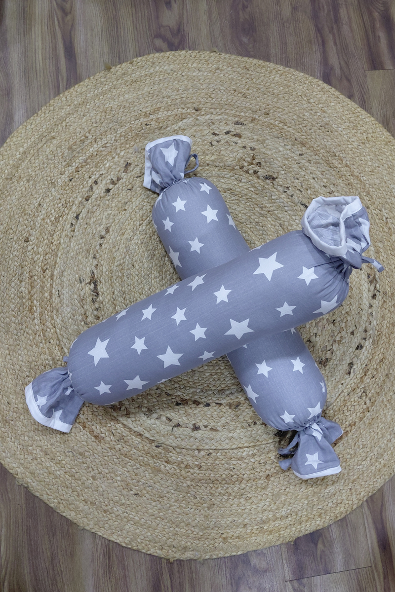 Born Star Grey - Set of 2 Muslin Side Pillows for Babies and Newborns