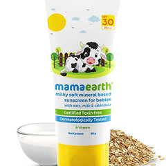 Mamaearth Baby Milk Soft Mineral Based Sunscreen with SPF 30 & PA+++ and Oats Milk and Calendula- 80 g