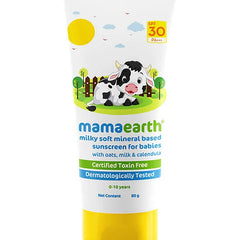 Mamaearth Baby Milk Soft Mineral Based Sunscreen with SPF 30 & PA+++ and Oats Milk and Calendula- 80 g