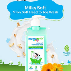 Mamaearth Baby Head to Toe Wash With Oats Milk Calendula for Babies 2 in 1 Tear Free Body Wash & Shampoo- 400 ml