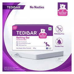 Torrent Pharma Tedibar Moisturising Baby Bathing Bar 100g (Pack of 1) with Skin Friendly pH 100 Percent Soap Free Prevents Dryness & Rashes Dermatologically Tested - By