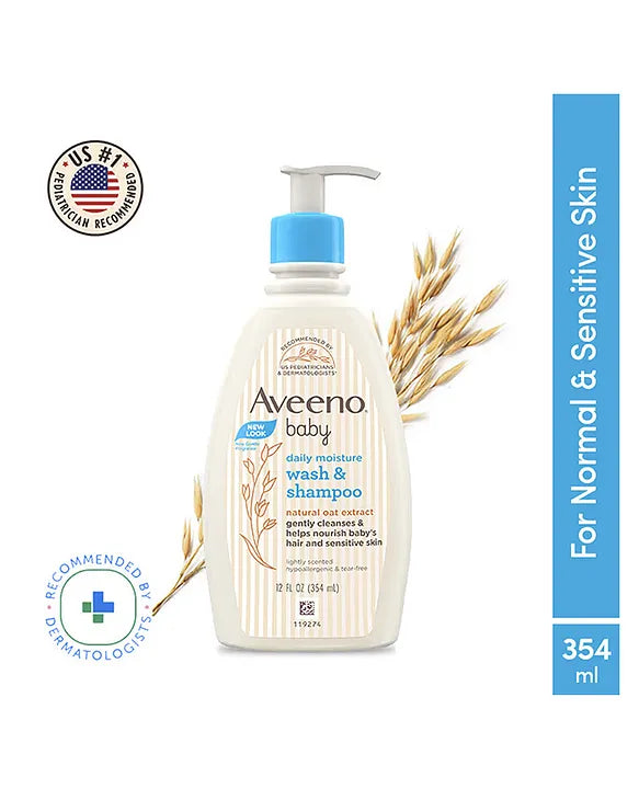 Aveeno Baby Daily Moisture Wash & Shampoo for Delicate Skin (354ml)