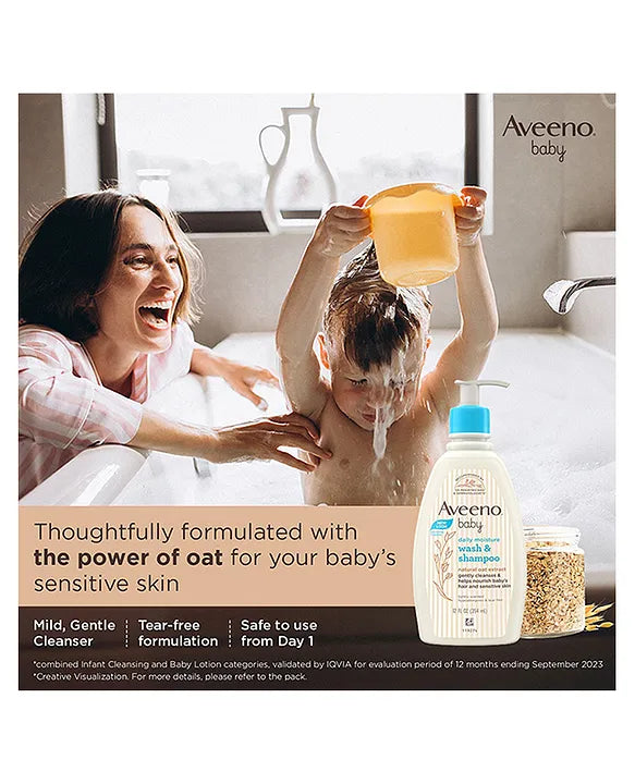 Aveeno Baby Daily Moisture Wash & Shampoo for Delicate Skin (354ml)