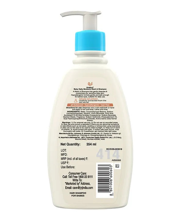 Aveeno Baby Daily Moisture Wash & Shampoo for Delicate Skin (354ml)