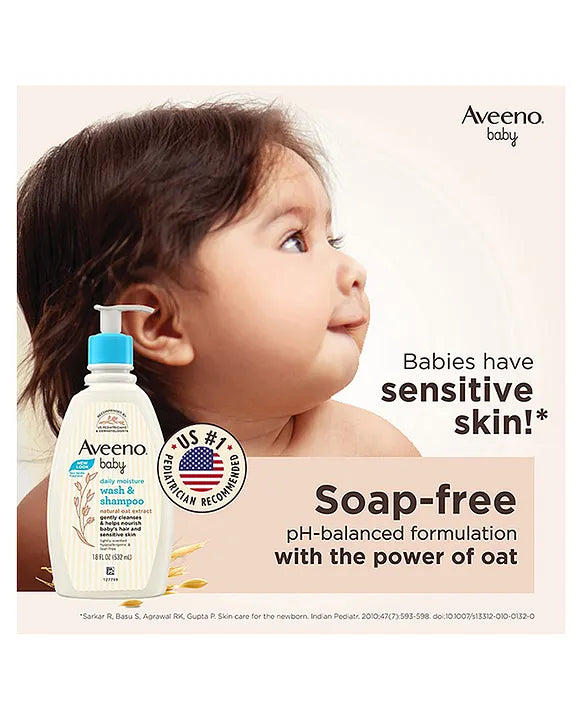 Aveeno Baby Daily Moisture Wash & Shampoo 532ml